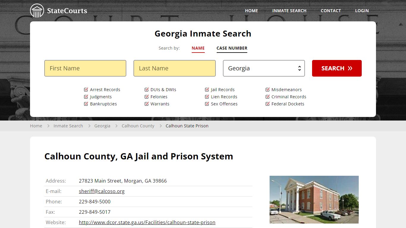 Calhoun State Prison Inmate Records Search, Georgia - StateCourts